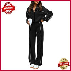 Women's Zip Up Sweatshirt and Jogger Pants Two Piece Set Active Wear